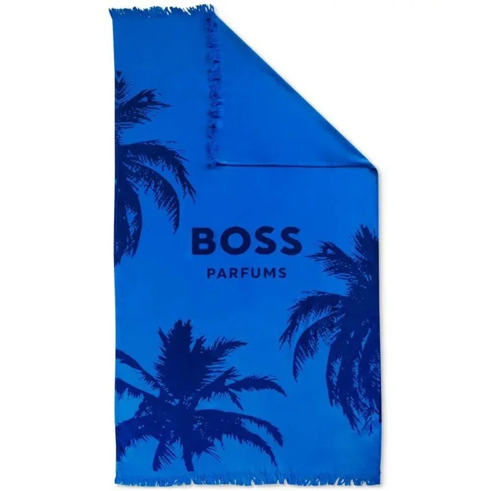 Boss Perfums Fringe Edge Palm Beach Towel - Blue